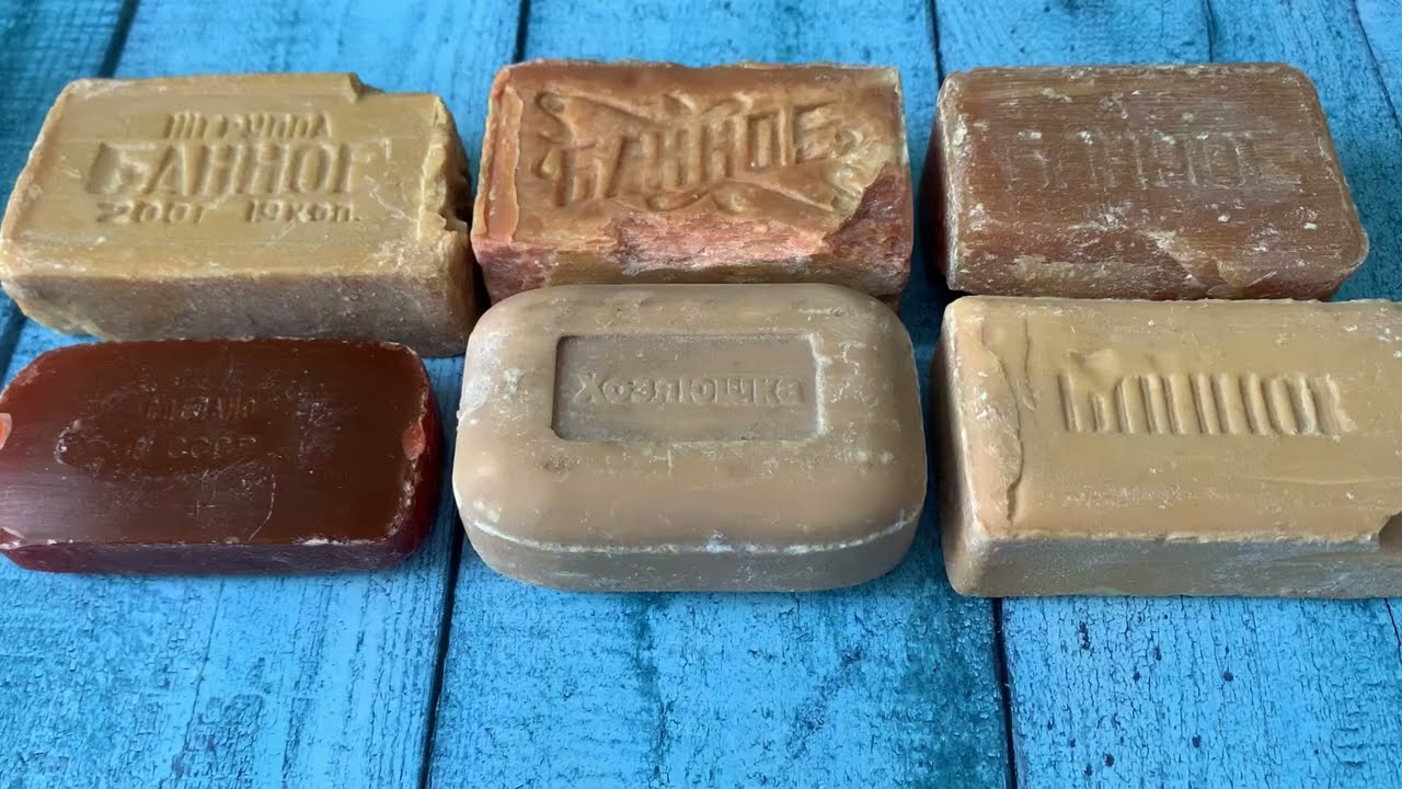 Сет с резкой советского банного мыла. Very dry soap!