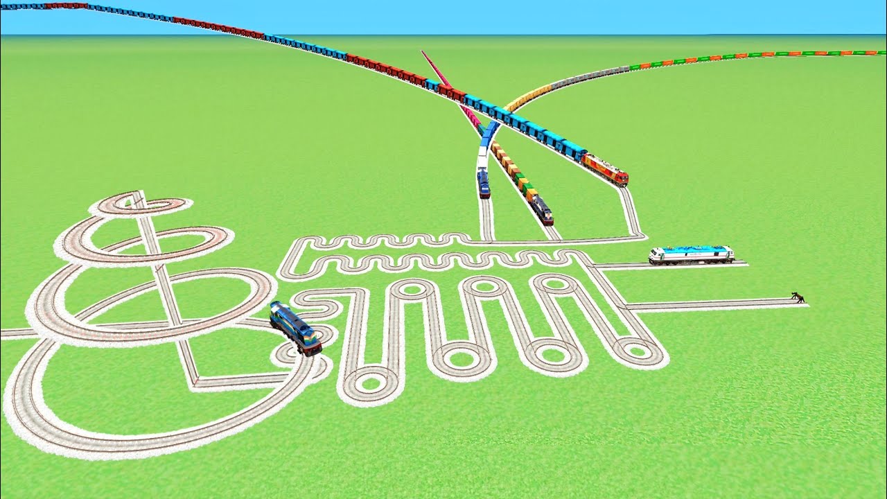 TRAIN VS RISKY SLIDE TRACK CURVE ZIG 💝 ZAG CURVED RAILROAD RAILWORK BEANG DRIVE 