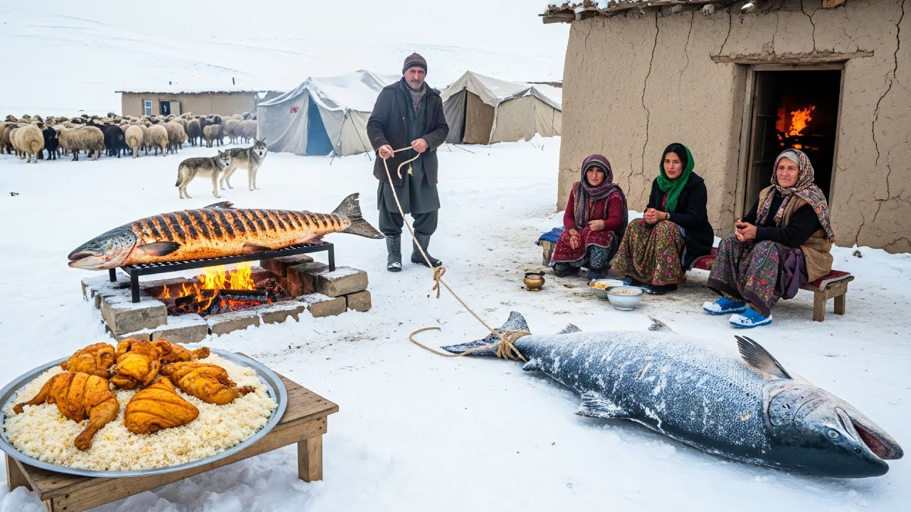 Daily Life in Afghanistan’s Winter | Fresh Bread, Salmon Roe Soup & Chicken Rice