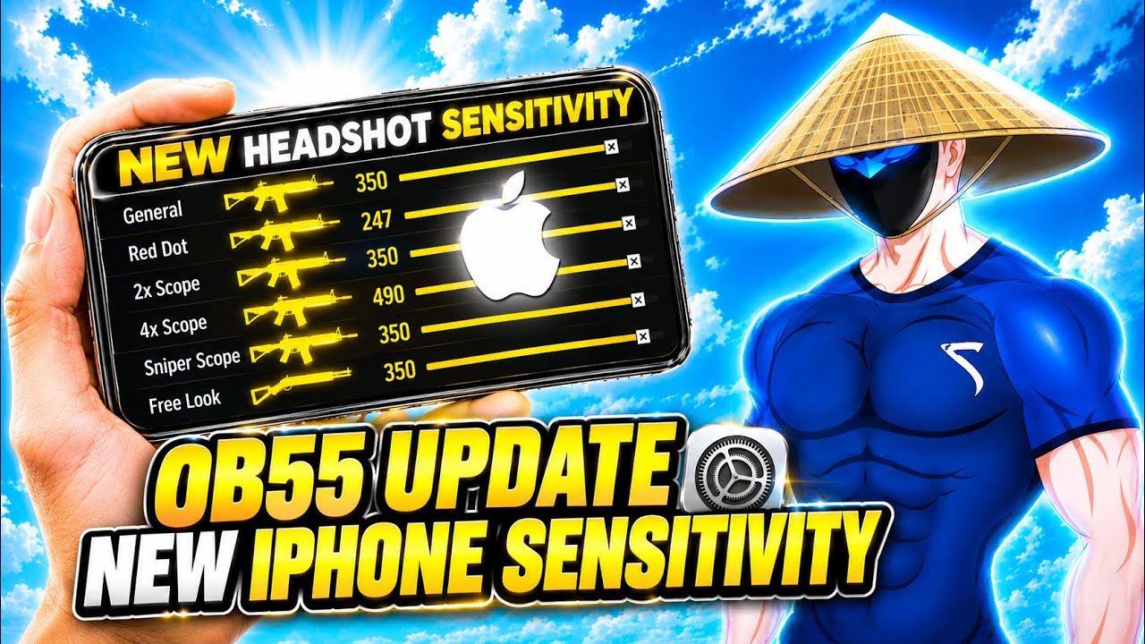 iPhone Headshot Setting After OB55 Update ⚙️ | iPhone Free Fire OB55 Sensitivity (100% Headshot)