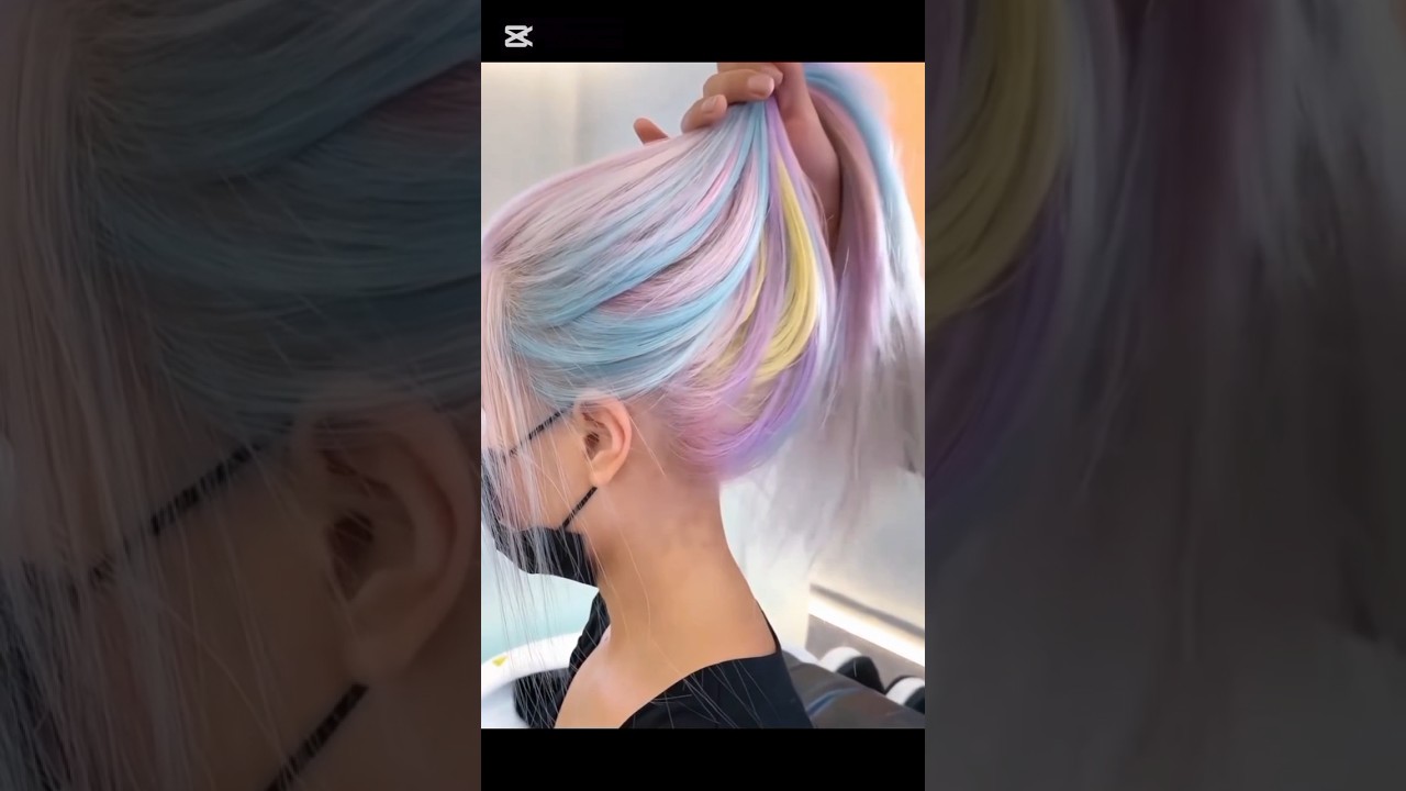 Pastel rainbow hair colour🎀