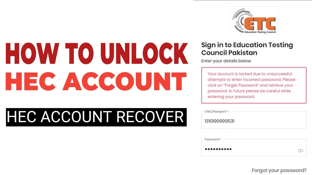 ETC HEC Account locked | How to unlock ETC HEC account | HEC forgot password