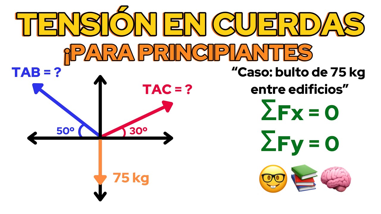 ¿Cómo calcular la tensión en cables? | Ejercicio resuelto paso a paso