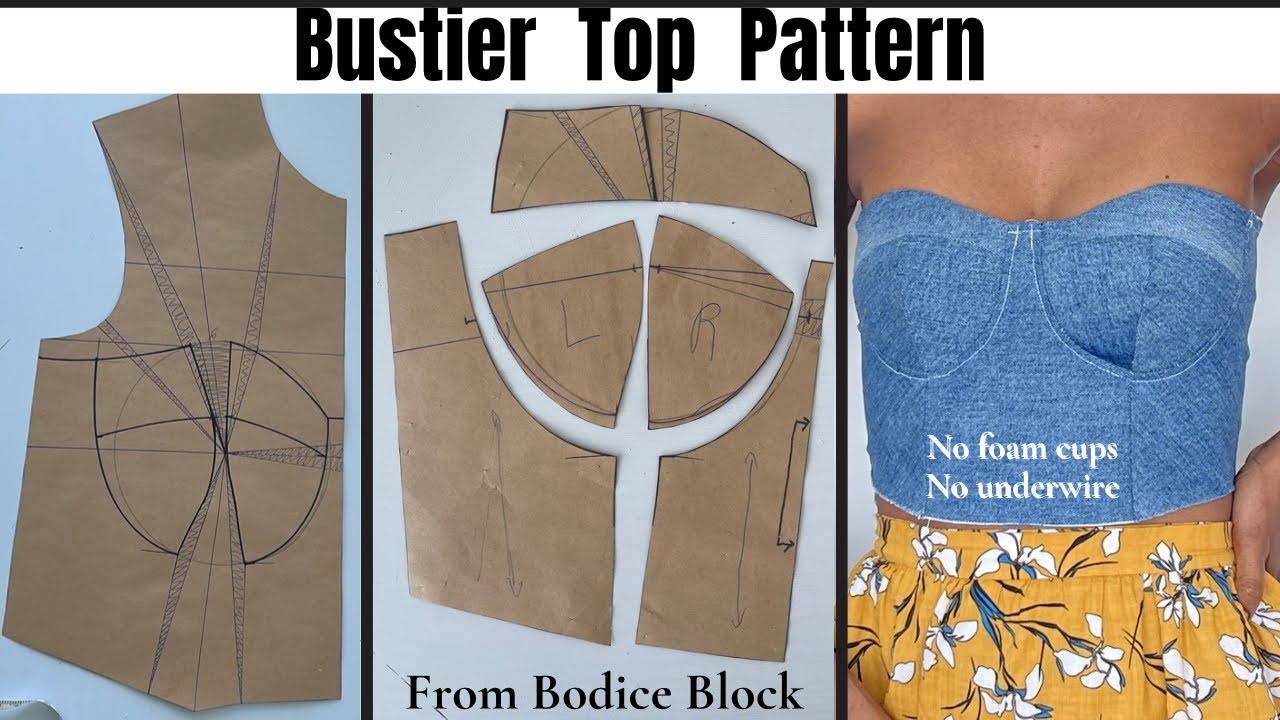 How to Draft a Bustier Pattern | Bustier Top Tutorial Part 1 | Bustier Pattern from Bodice Block