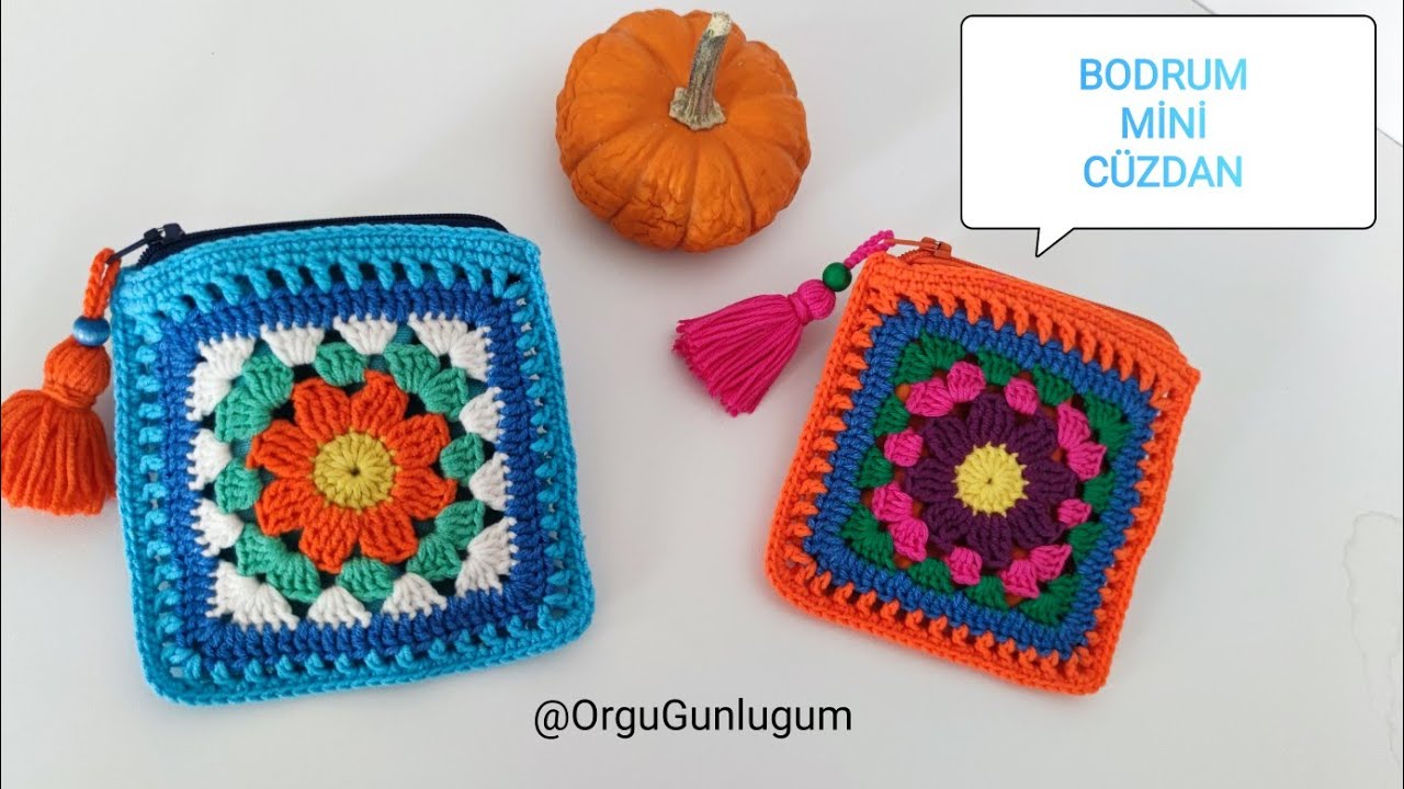 BODRUM MİNİ CÜZDAN YAPIMI💙 Crochet bag 🌸 Motifli Cüzdan yapımı