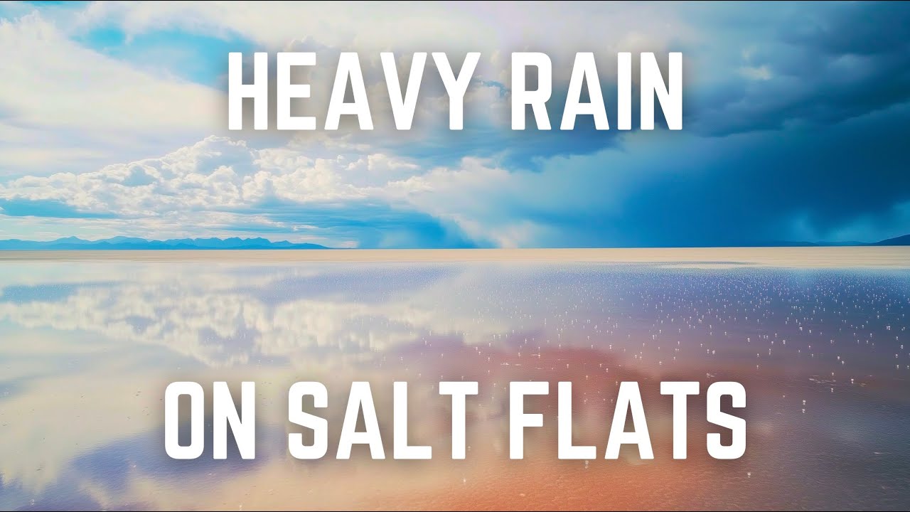 Brown Noise and HEAVY RAIN ON SALT FLATS | 12 Hours | Black Screen | No Midway Ads