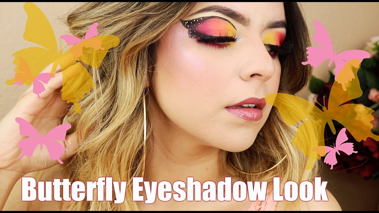 Butterfly Makeup Eyeshadow Tutorial | Pink, Orange and Yellow Makeup Look