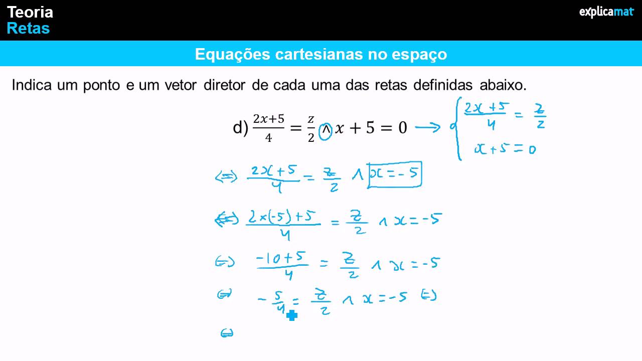 Equações Cartesianas da Reta - Ponto e Vetor Diretor