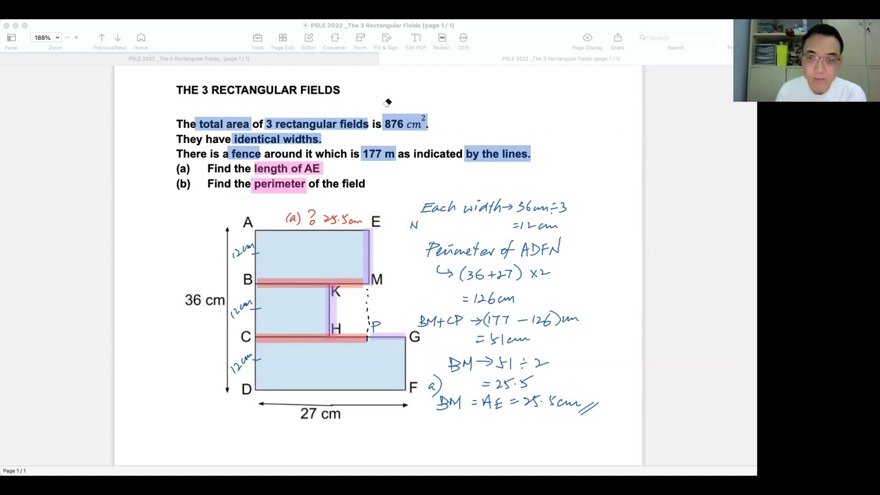 PSLE Math 2022 - 3 Different Rectangles Fence Question - Tough Maths Made Simple PSLE 2024 Math