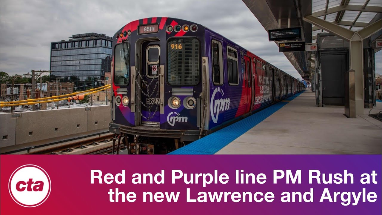 CTA 'L' - Red, Purple Lines PM Rush @ New Argyle + Lawrence Stations