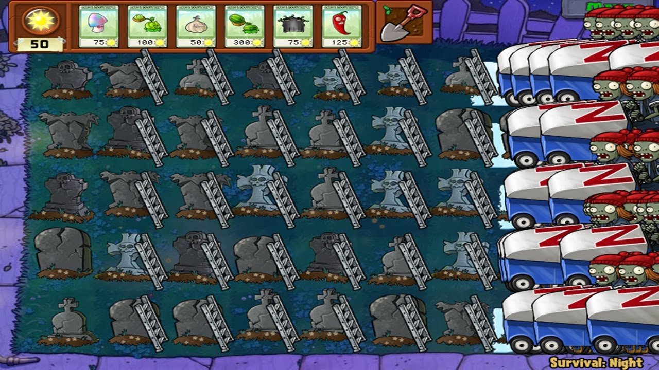 Plant vs zombies pvz hack - Battle with more than 45 grave plants and zombies attacking plant plants