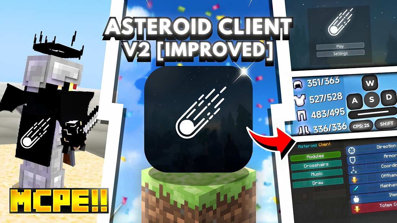 Asteroid Client V2 [IMPROVED] for MCPE 1.21+ 🌌🚀 (INSANE FPS BOOST & New Features! ⚡🎮)