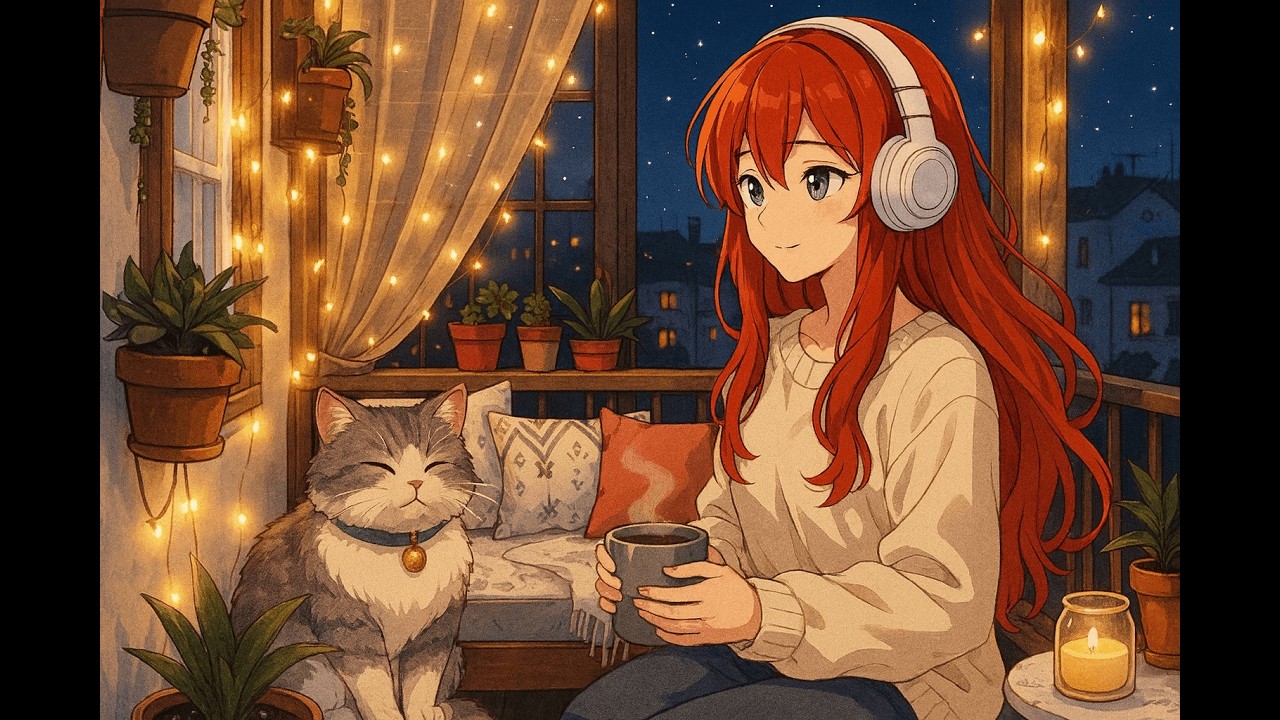 🎧 Cozy Night Balcony 🌙 Lofi Beats to Relax & Study | Warm Lights, Calm Vibes