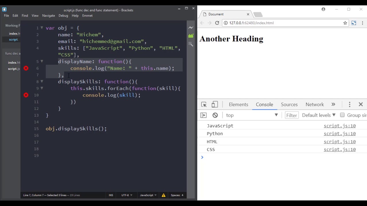 The difference between a function and a method in JavaScript