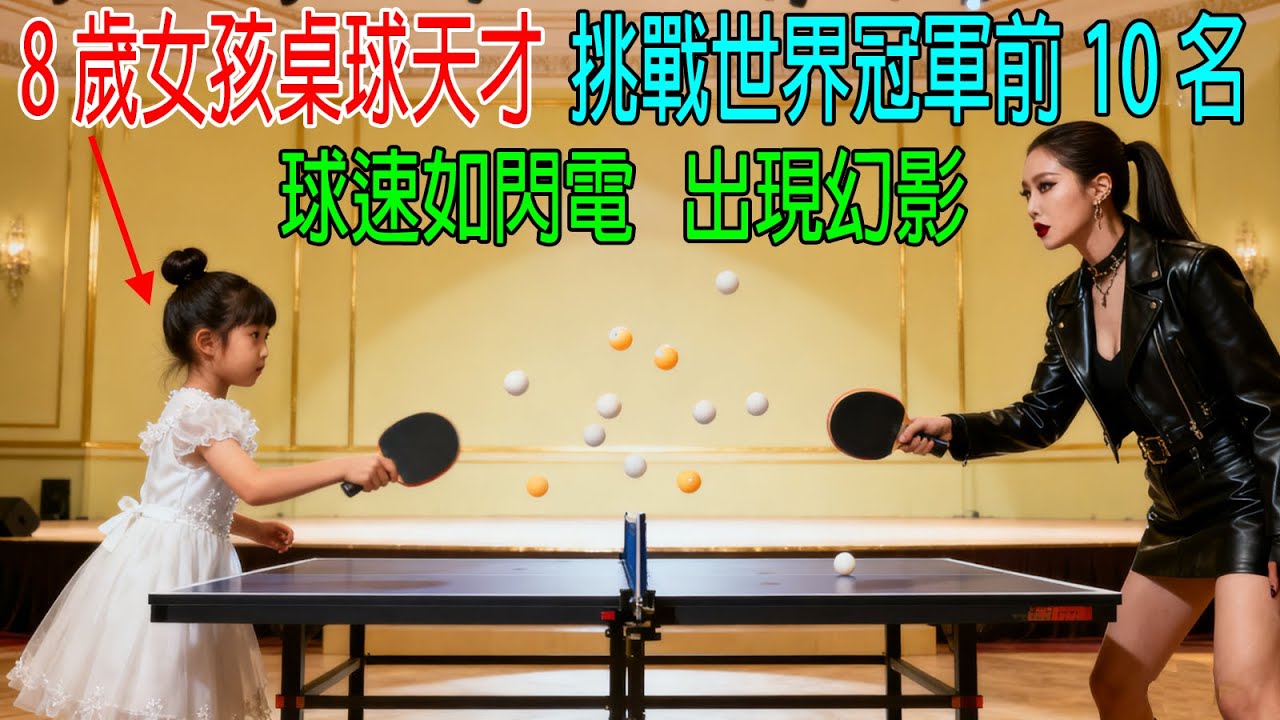 8歲女孩桌球天才，挑戰世界冠軍前10名，球速如閃電，出現幻影！厲害