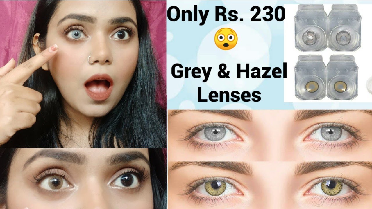 Cheap Grey & Hazel Contact Lenses on Dark Indian/Black Eyes from Amazon | Affordable Colour Lenses