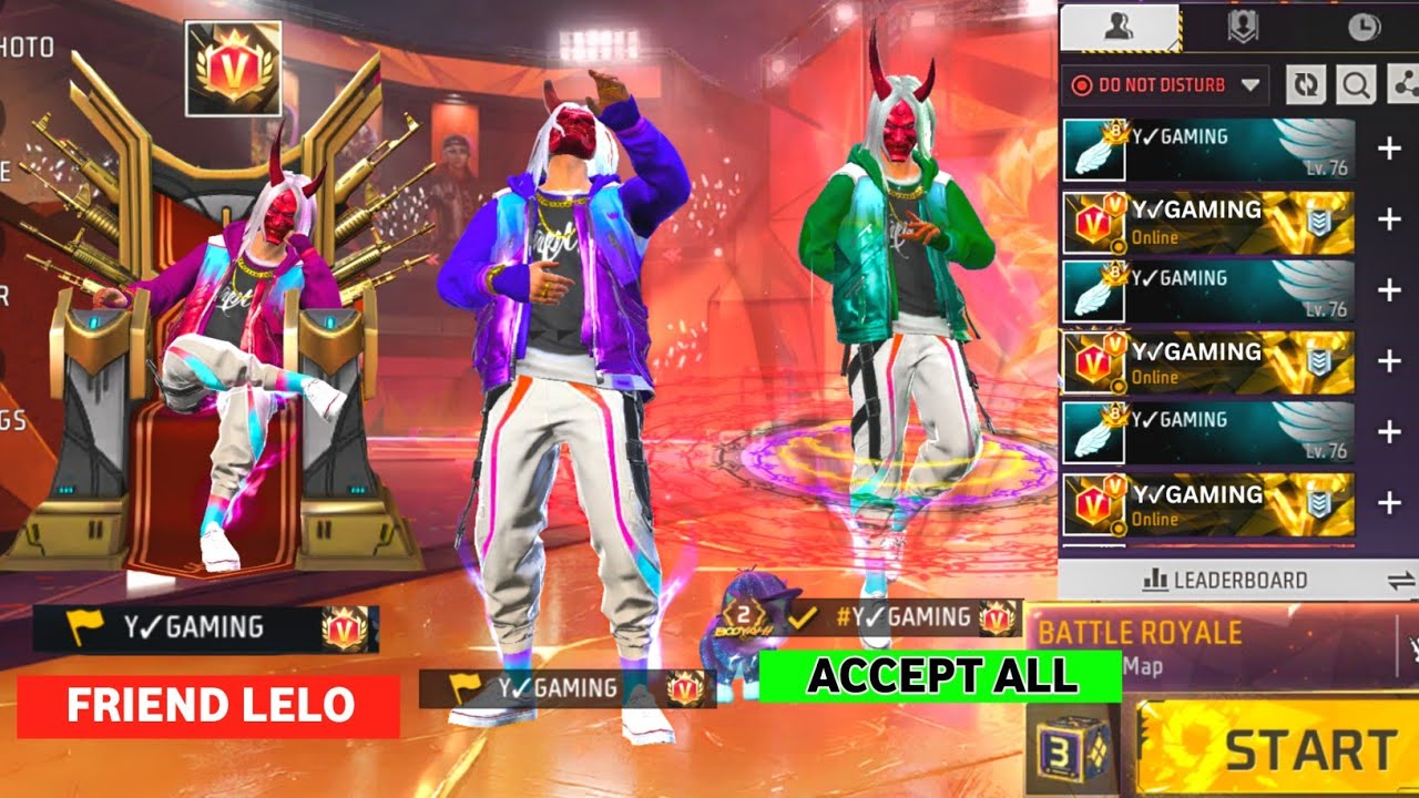 200 FAKE Y GAMING 😱 Fan Request Accept 👿 Collection Versus 🔥 - Garena Free Fire Max 😈🔥