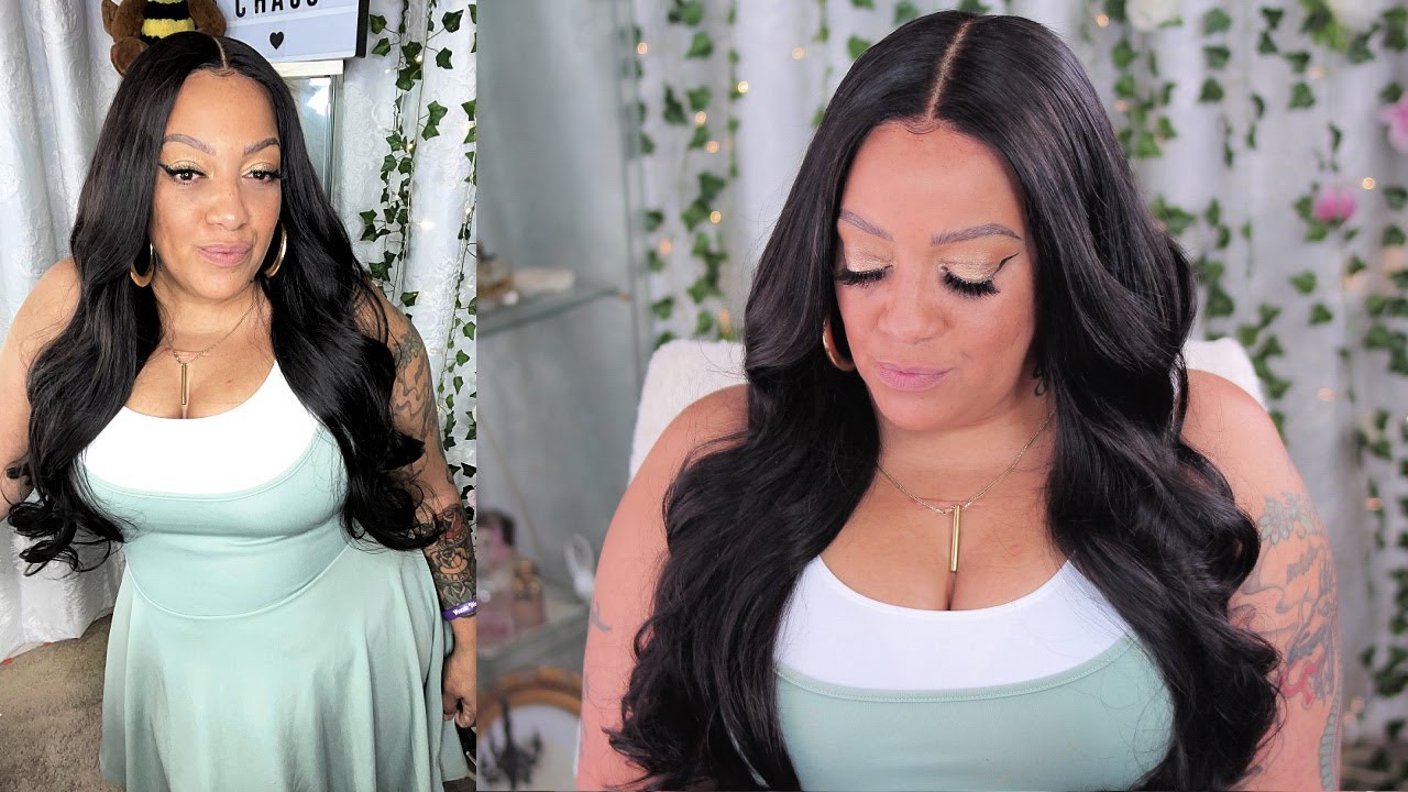 I TRIED A KIM K PARTED GLUELESS LACE FRONT WIG 2X6 MIDDLE PART ONLY GLUELESS INSTALL #UlaHair
