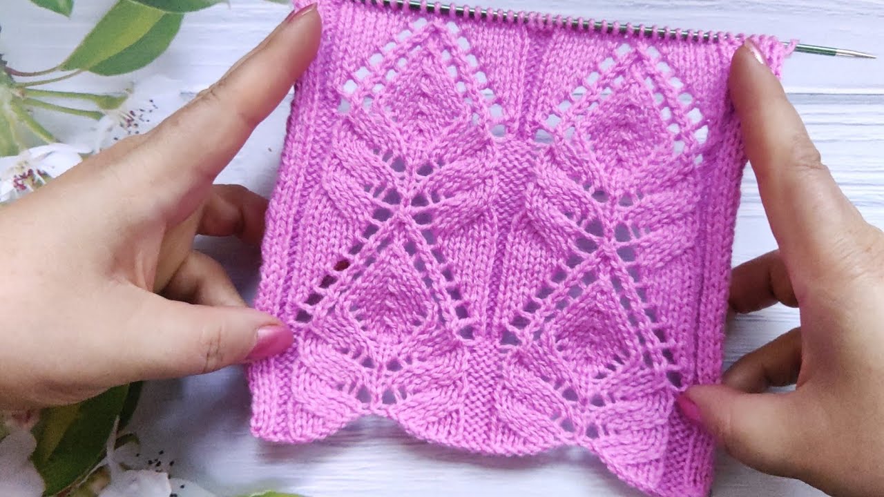 Lace Leaf Stitch | Ajour-Blattmuster stricken | Punto Foglie Traforate| Point de Feuilles Ajour&eacute;es