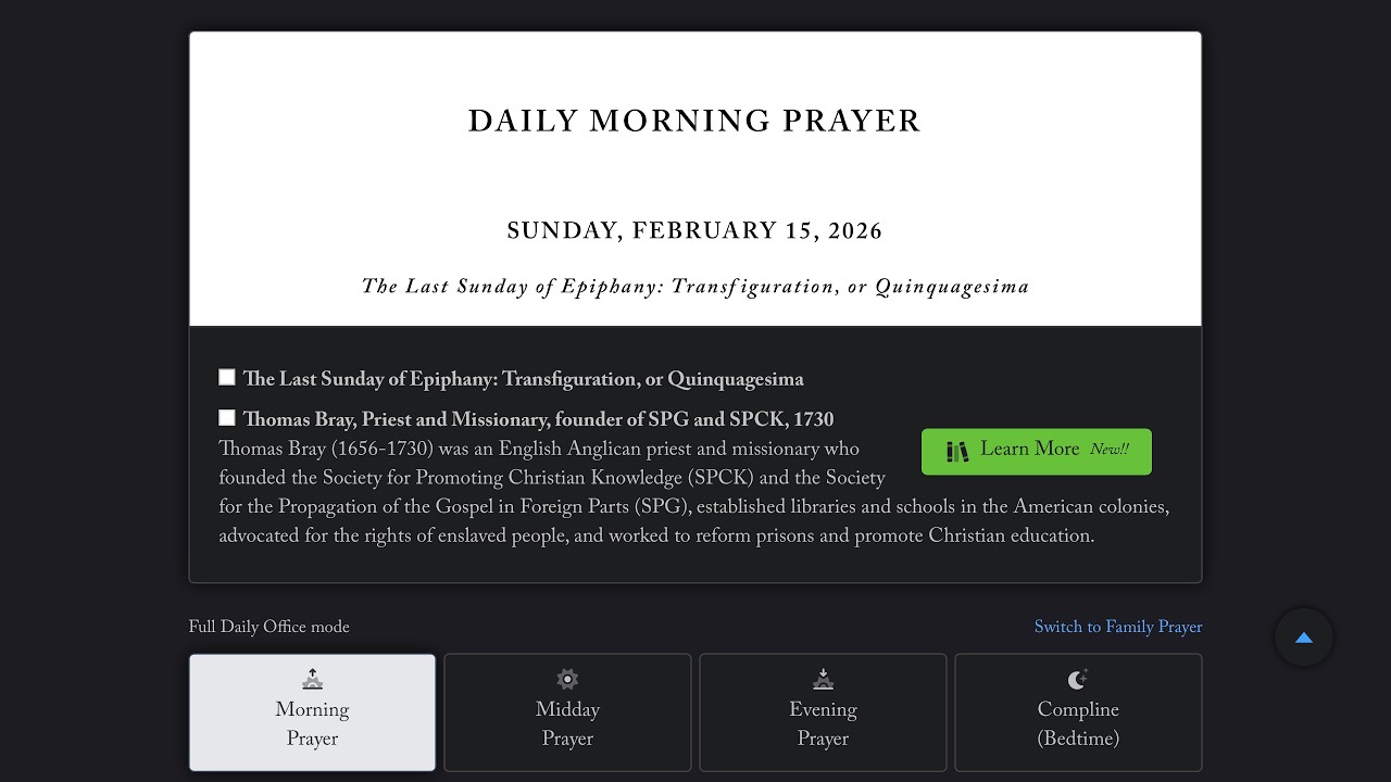 Morning Prayer & Litany Sunday 15 February 2026 BCP 2019: Psalms 111-112, Genesis 45, Matthew 5:1-20