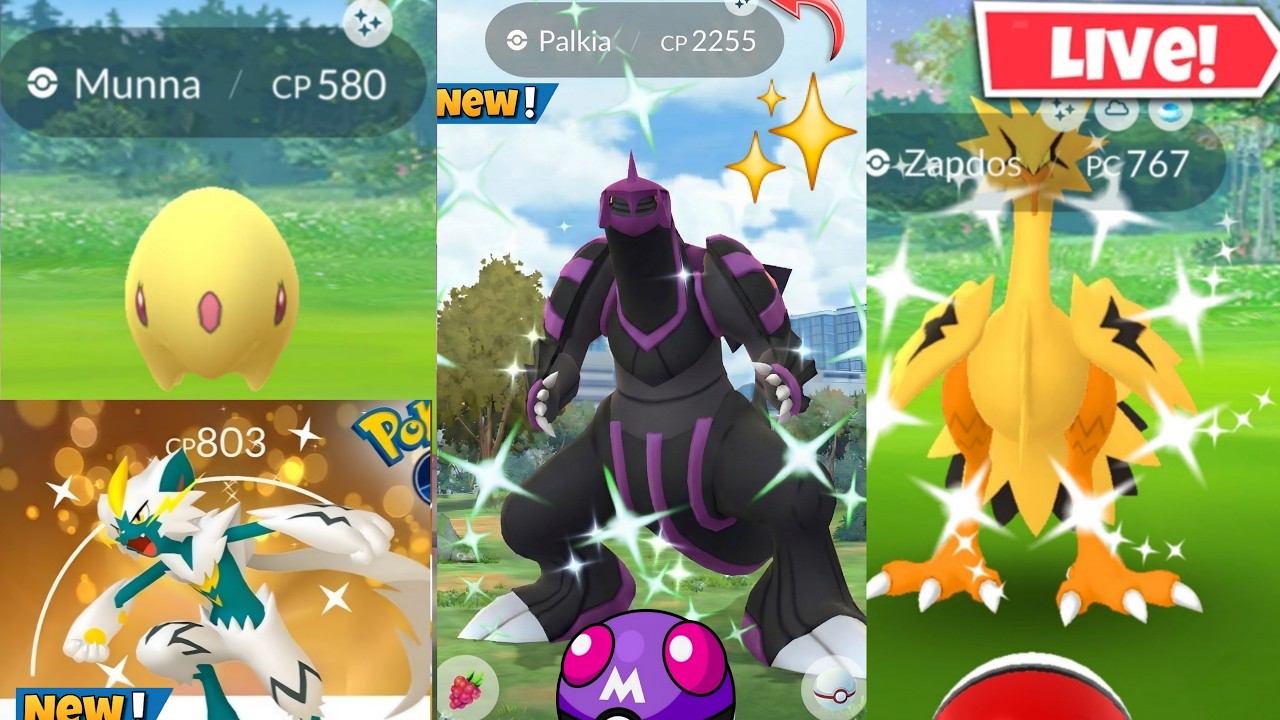 Hunting✨️Shiny Galarian Birds & Dialga, Palkia Raid in Pokemon Go