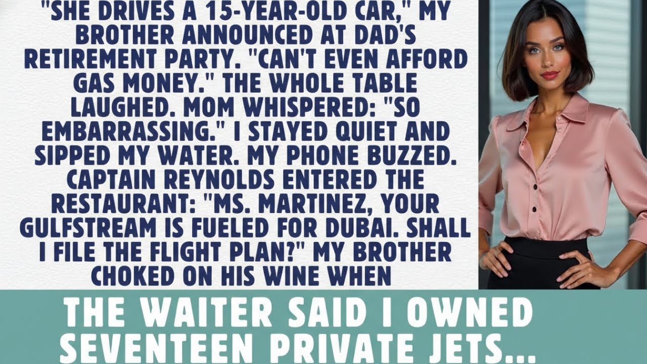Dad’s Retirement Party: Brother Mocked Me as Broke—Then My Pilot Announced the Jet