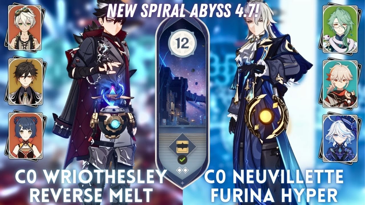 C0 Wriothesley Reverse Melt & C0 Neuvillette Furina | Spiral Abyss 4.7 Floor 12 - 9⭐