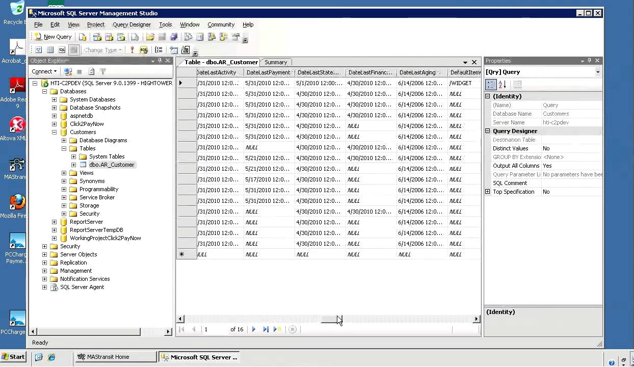 How To Export MAS 90 data to SQL tables