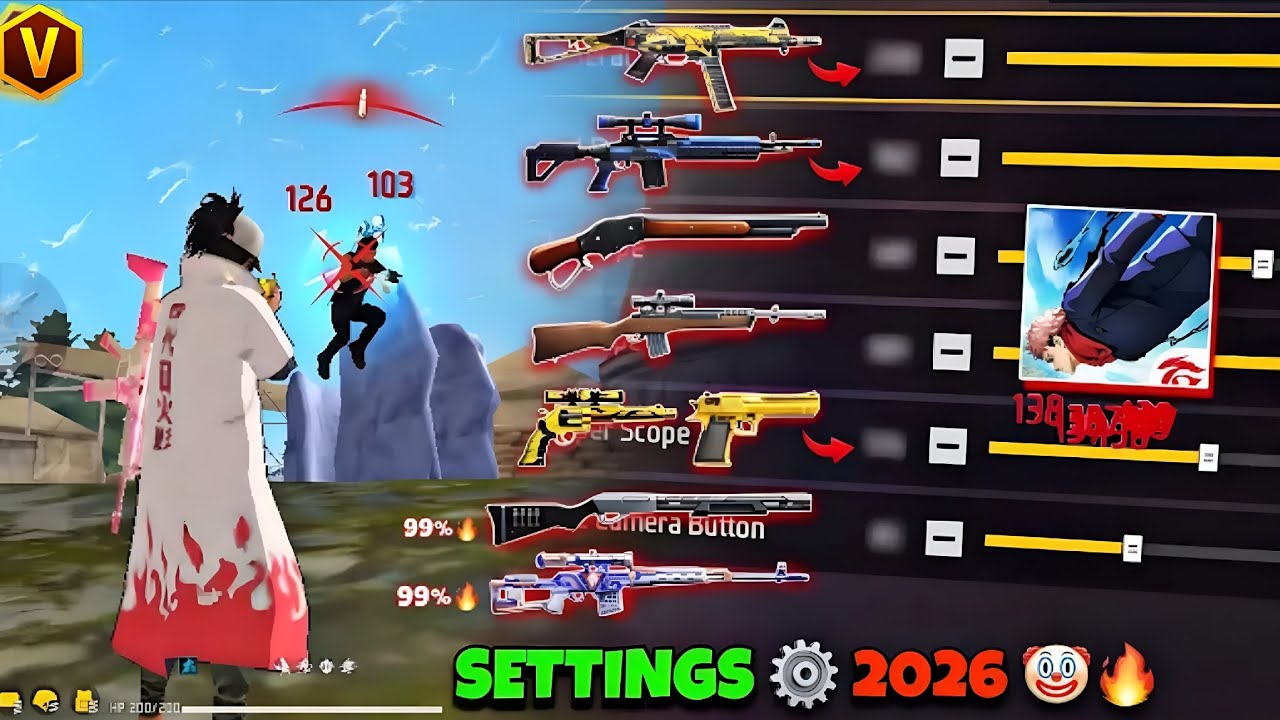 All Gun Headshot Sensitivity Setting After New OB52 Update | Free Fire Max Auto Headshot Sensitivity