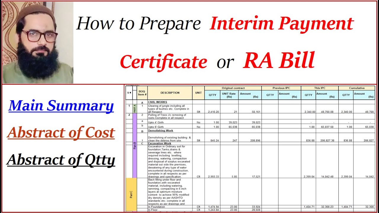 What is interim payment certificate | How to Prepare Interim Payment Certificate | what is RA Bill