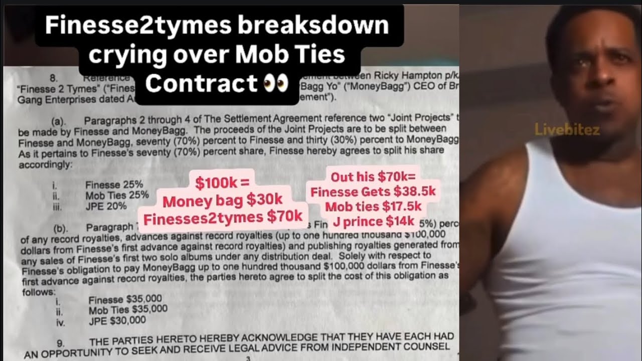 FINESSE2TYMES GETS EMOTIONAL OVER J PRINCE JR MOB TIES 70/30 SPLIT RECORD DEAL 