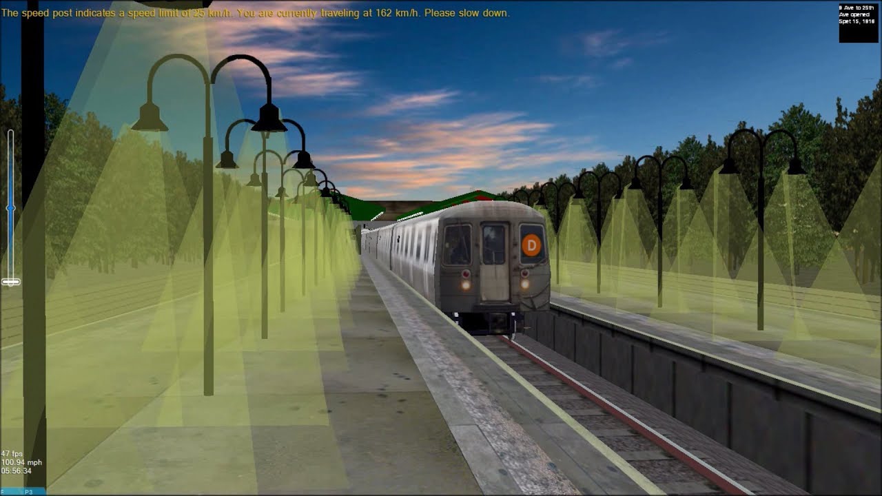 OpenBVE HD Troll: NYC Subway R68 D Train 100 MPH Through Ninth Avenue Station