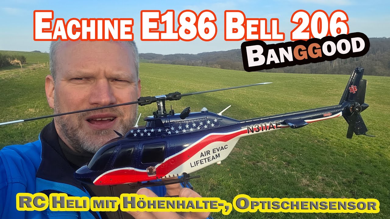 Ein  schönes Modell vom Jet Rangers Eachine E186 bei Banggood - inkl. Höhehalte und optisches Sensor