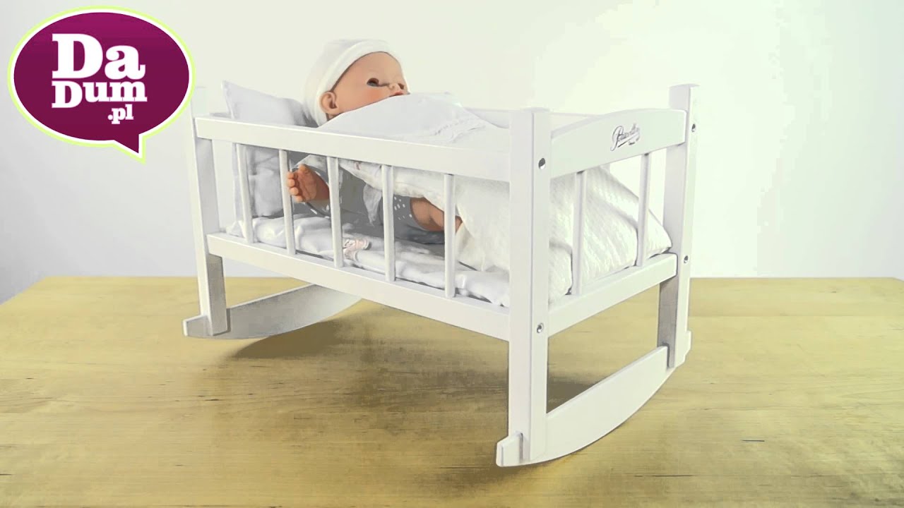 Petitcollin Kołyska dla lalek lakierowana z pościelą białą