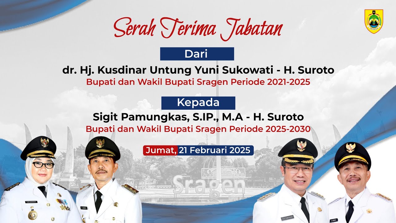 LIVE STREAMING SERTIJAB BUPATI & WAKIL BUPATI SRAGEN 2025 - 2030