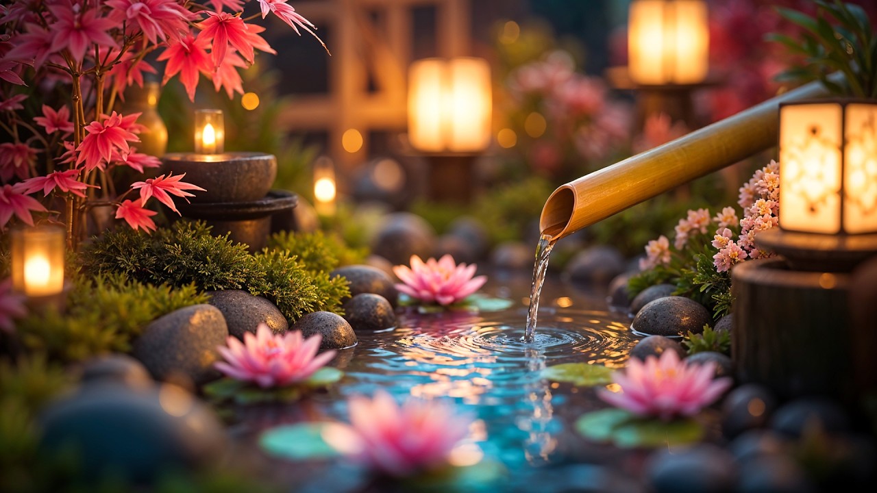 Relaxing Sleep Music + Bamboo Water Sounds 🌿 Calm Mind & Body, Anxiety Relief, Deep Sleep 😴
