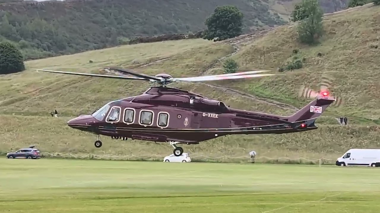 Kings helicopter G-XXEE AW139 departs Holyrood Park