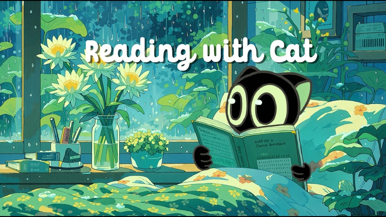 Rainy Bedroom Reading 🌿 Lofi Cat 📚 Cozy Jazzhop for Study, Relax & Calm Focus