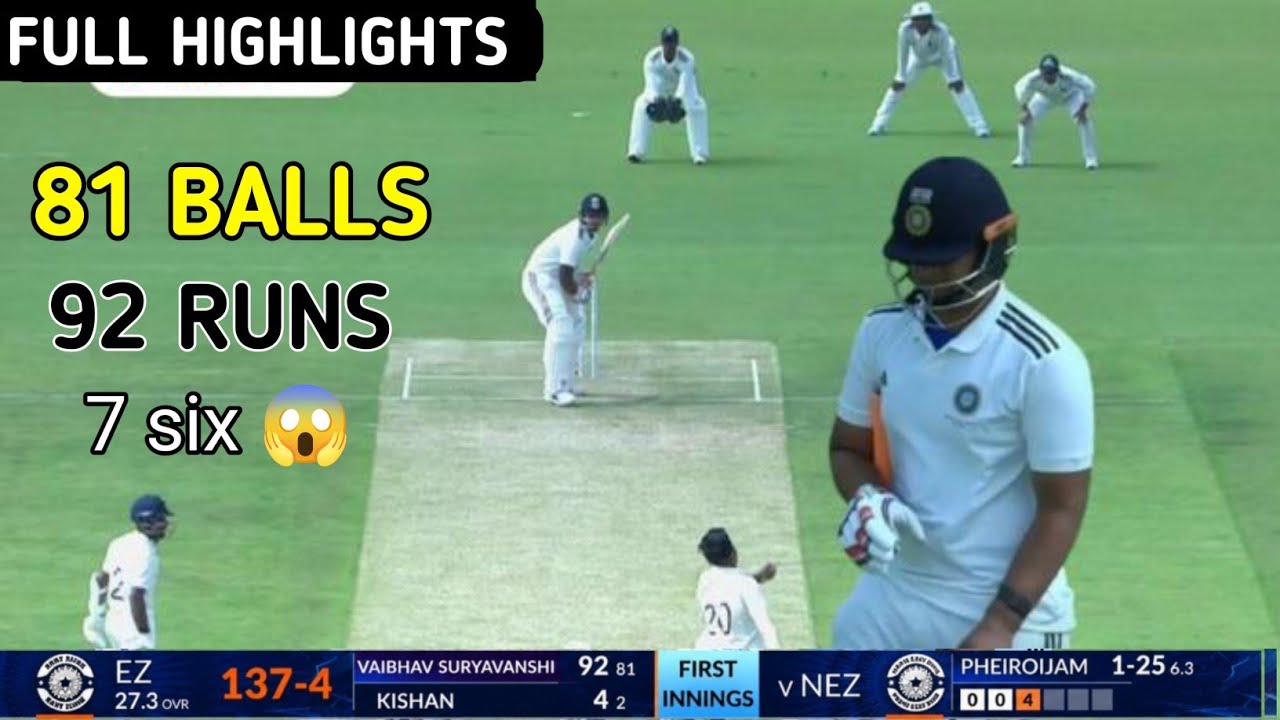 Vaibhav Suryavanshi batting highlights today match 92 runs 81 balls, CZONE vs EZONE highlights |