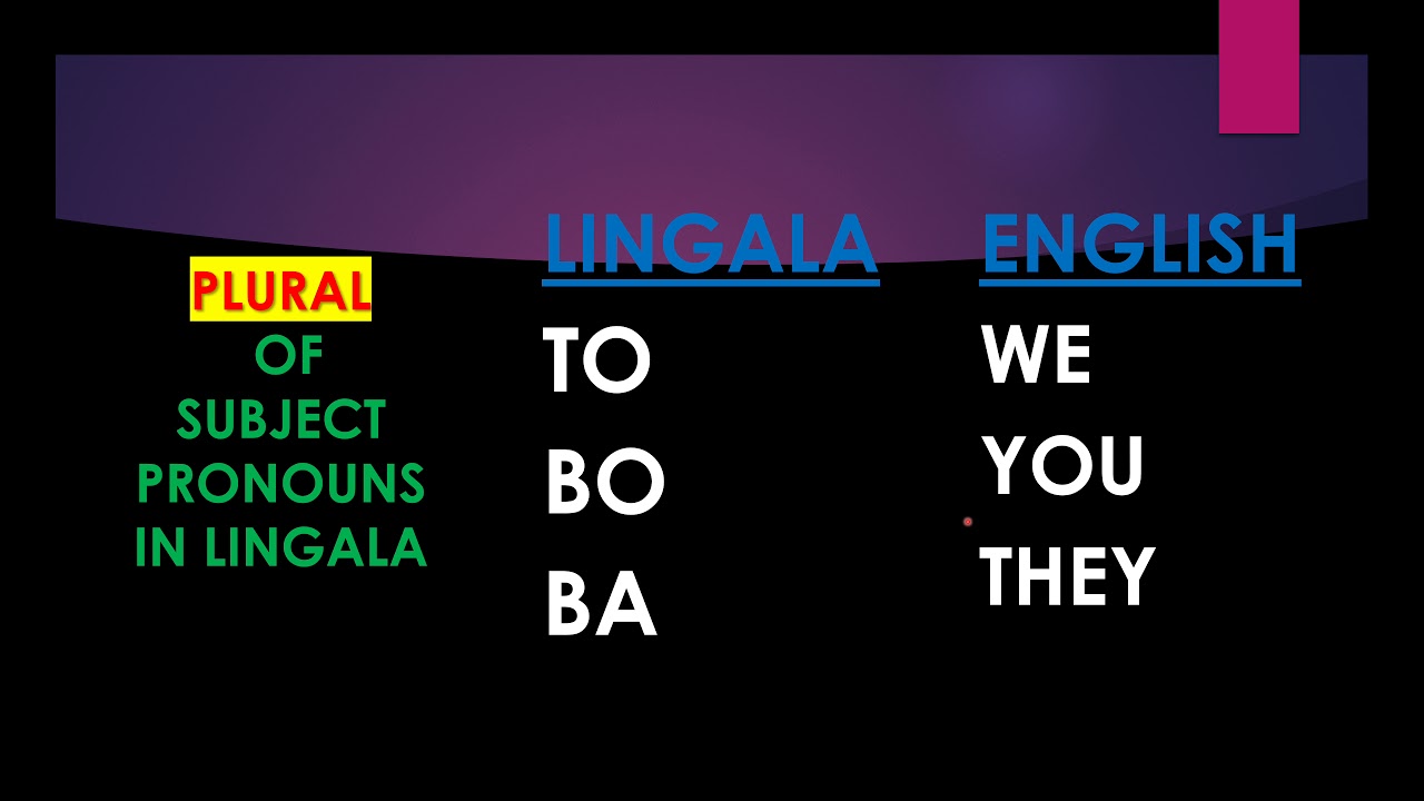 Learn SUBJECT PRONOUNS & Verb TO BE in LINGALA