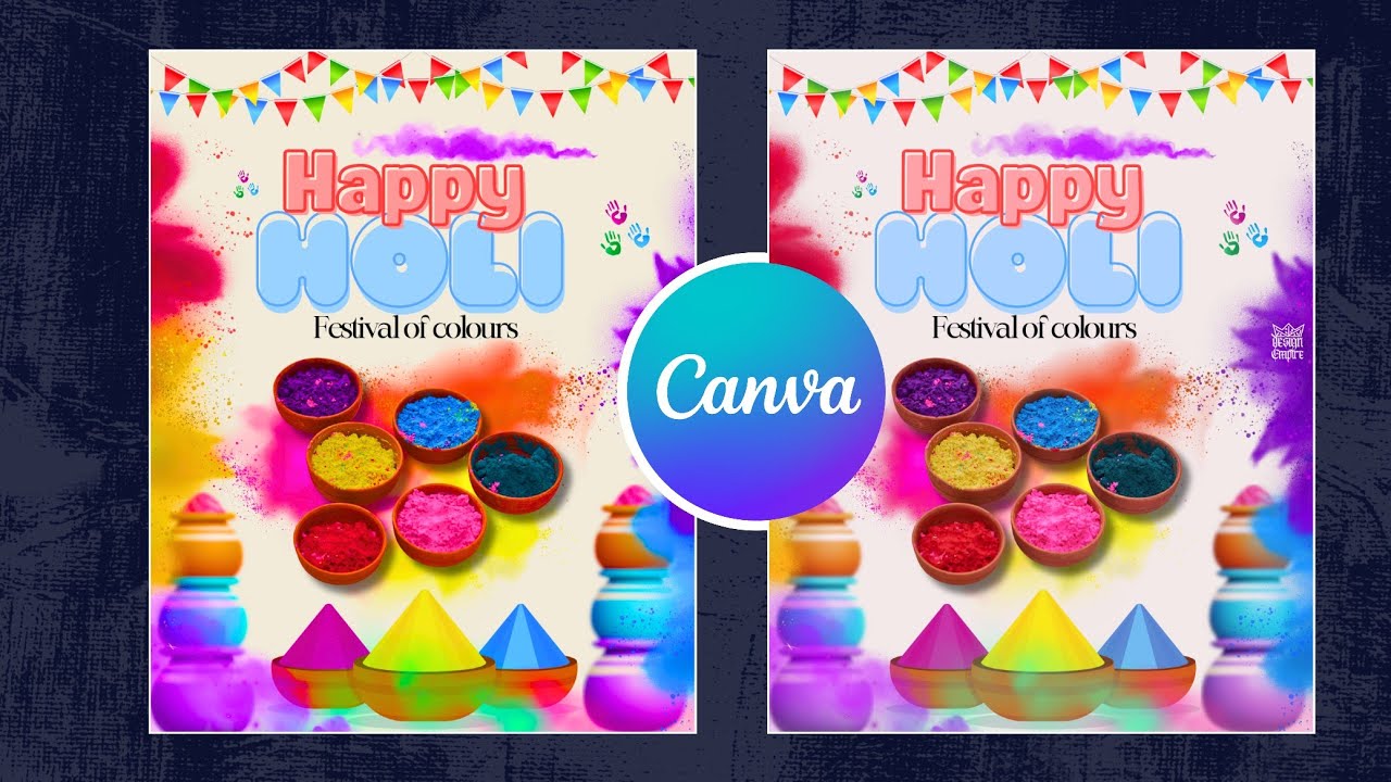 Holi Poster design in Canva tutorial