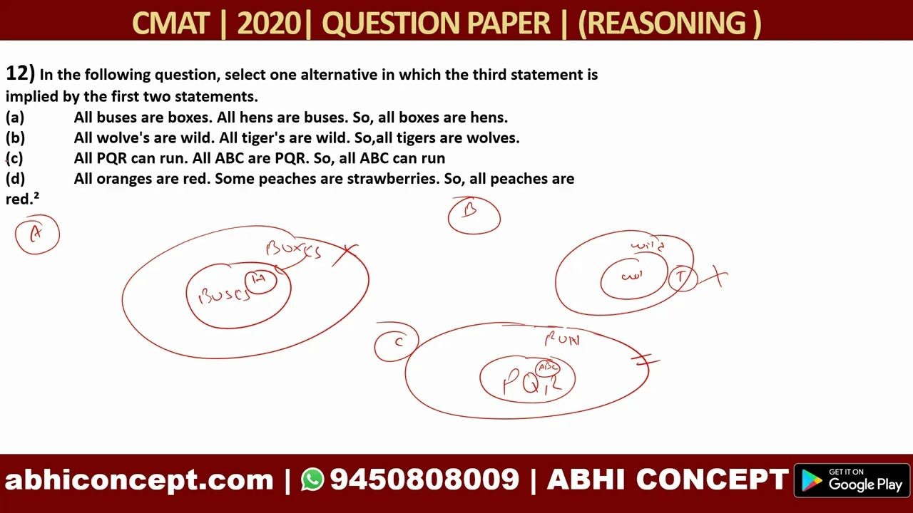 CMAT  2023 | CMAT 2020 PREVIOUS YEAR  QUESTION PAPER | REASONING SOLUTION - 2020