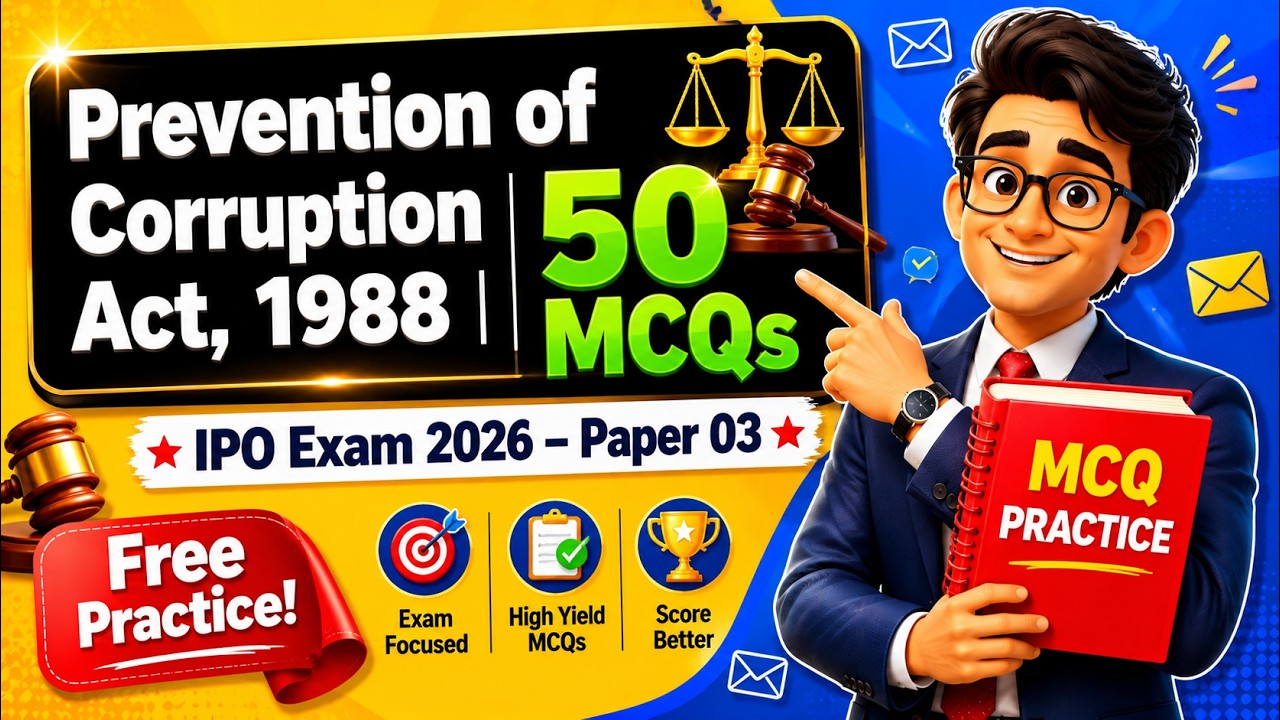 IPO Exam 2026 | Prevention of Corruption Act 1988 | Top 50 MCQs #IPOMCQs #IPOExam2026
