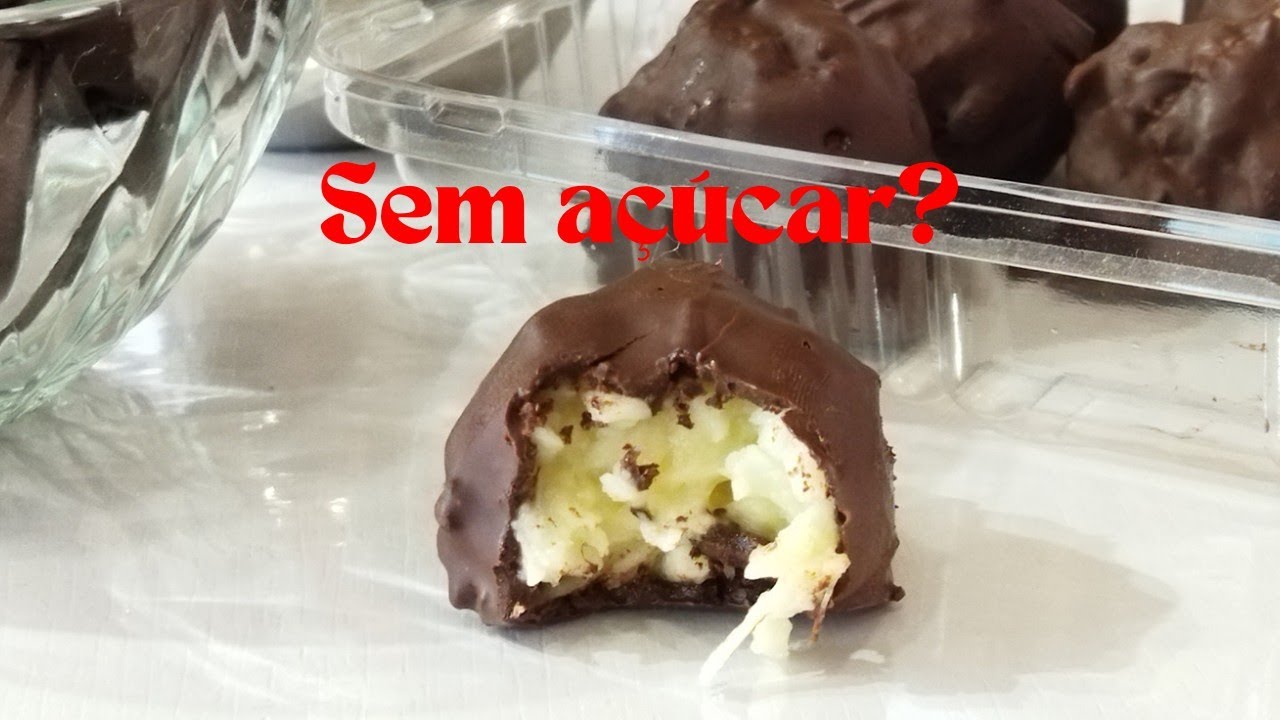Como fazer bombom de abacaxi com coco sem açúcar/ Receita de bombom sem açúcar!