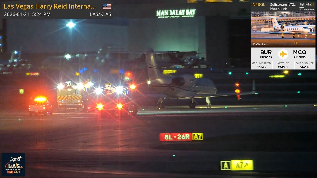 Emergency Flight Diversion of Gulfstream IV, N48GL, from Orlando destination to LAS Vegas.