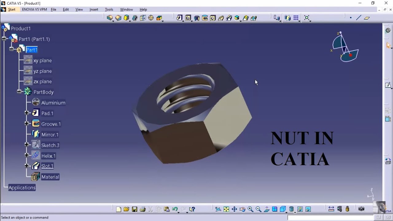 how to draw nut in CATIA?