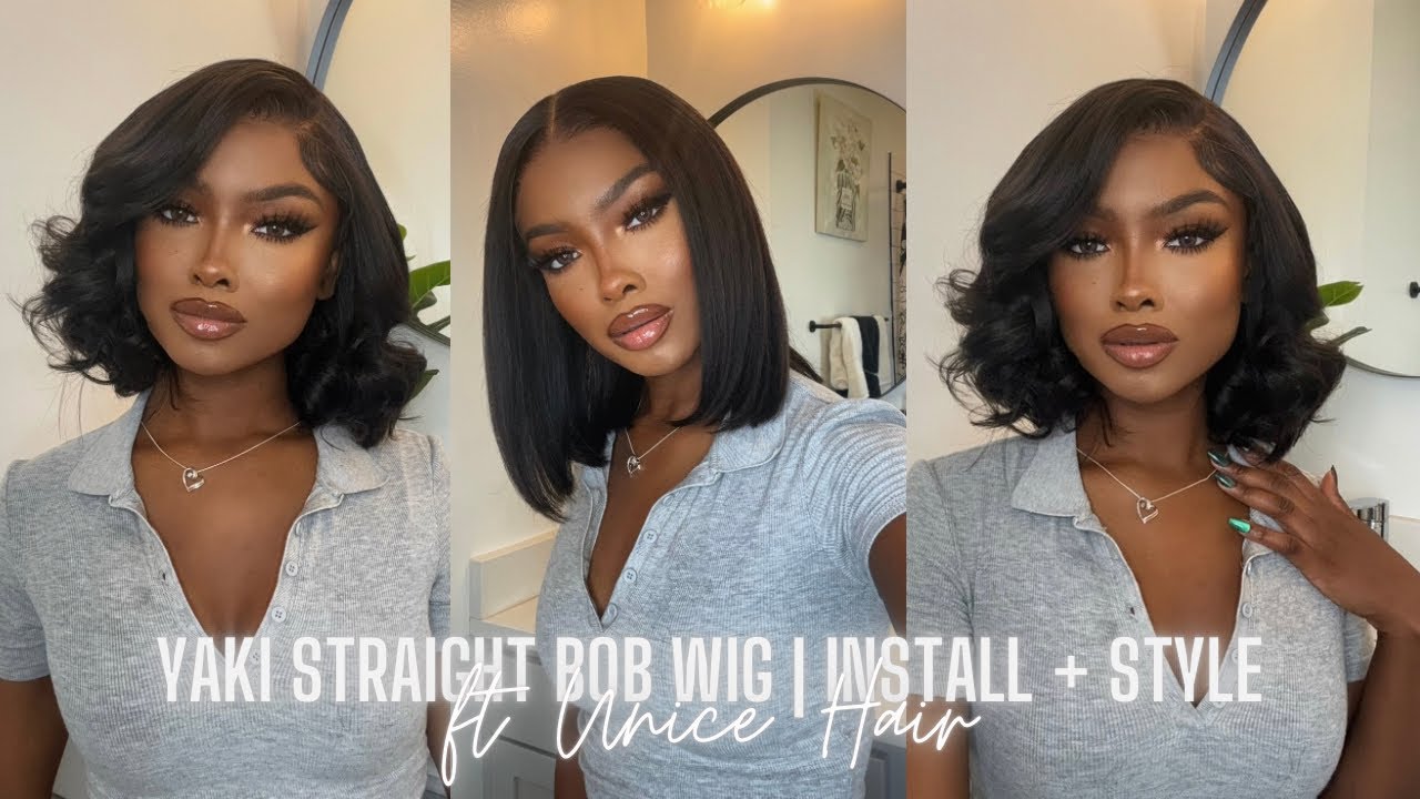 Flawless Yaki Straight Bob Wig | 2 in 1 Install & Style | Beginner Friendly Tutorial ft Unice Hair