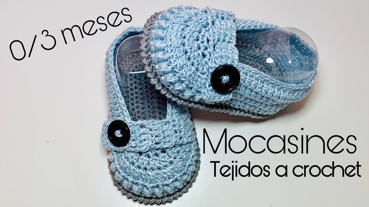 Mocasines con boton tejidos a crochet | Paso a Paso | 0/3 Meses
