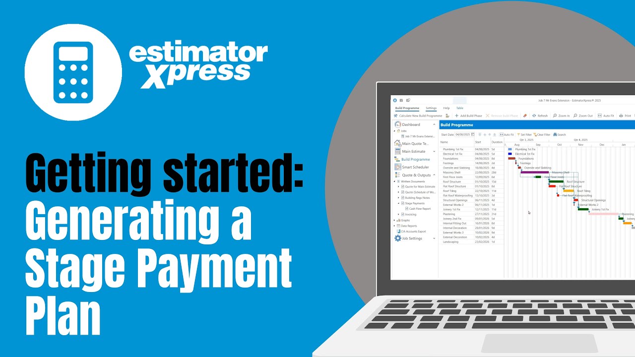 How to generate a Stage Payement Plan in your Estimates using EstimatorXpress