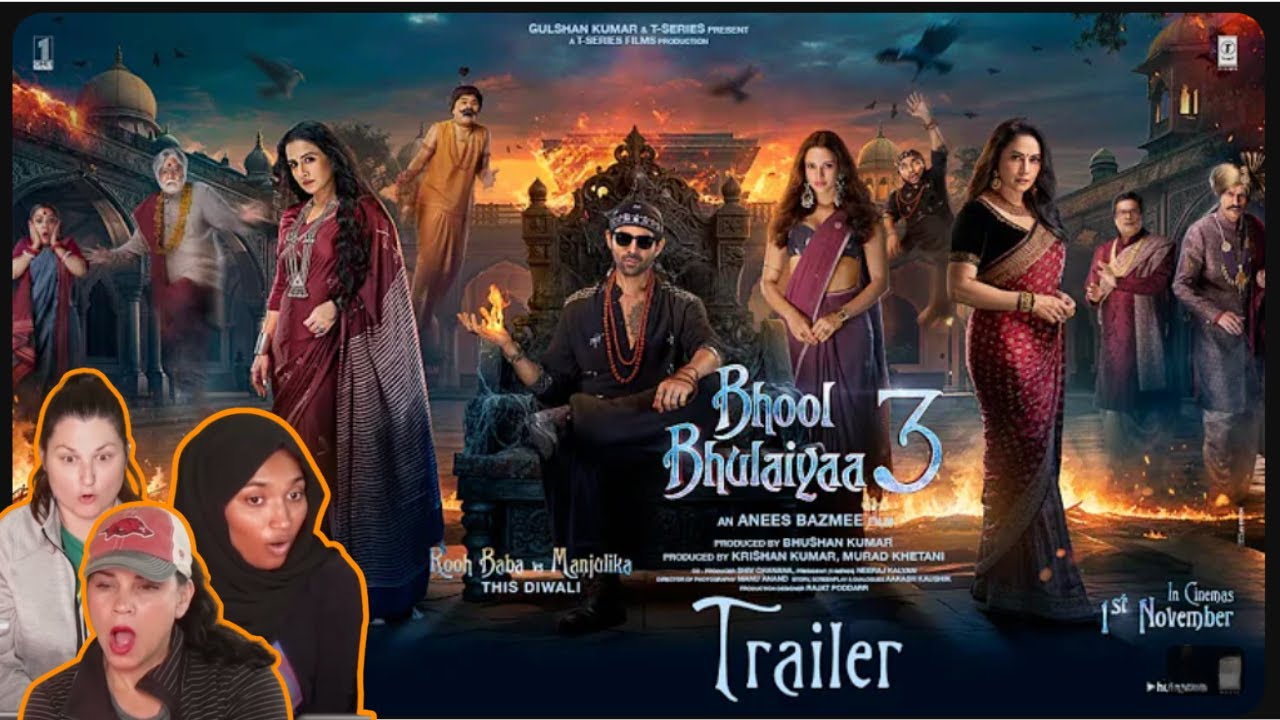 Americans' react to Bhool Bhulaiyaa 3 (Official Trailer): Kartik Aaryan,Vidya B,Madhuri